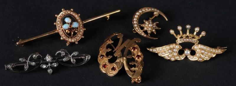 Appraisal: Lot of Victorian Pins Description Includes four K yellow gold