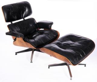 Appraisal: CHARLES AND RAY EAMES LOUNGE CHAIR AND OTTOMAN A laminated