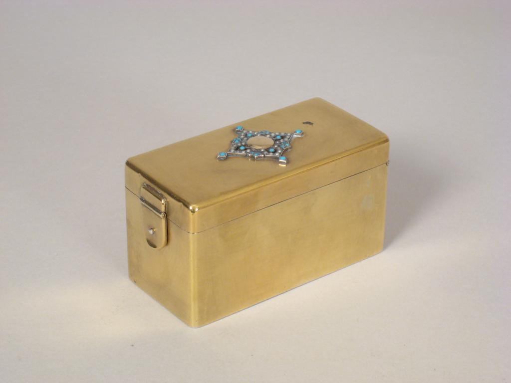 Appraisal: A George V silver gilt rectangular Inkwell the hinged cover