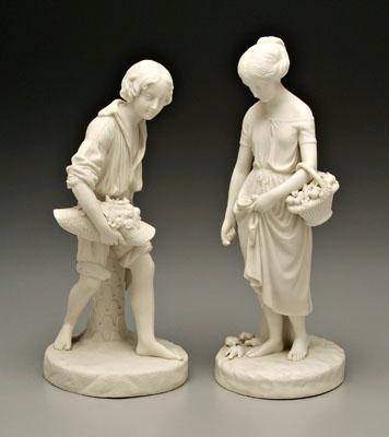 Appraisal: Pair Copeland parian figures young boy with hatchet holding hat