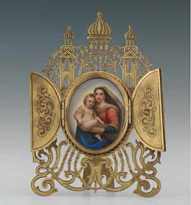 Appraisal: Madonna and Child after Raphael Porcelain Plaque in a Brass