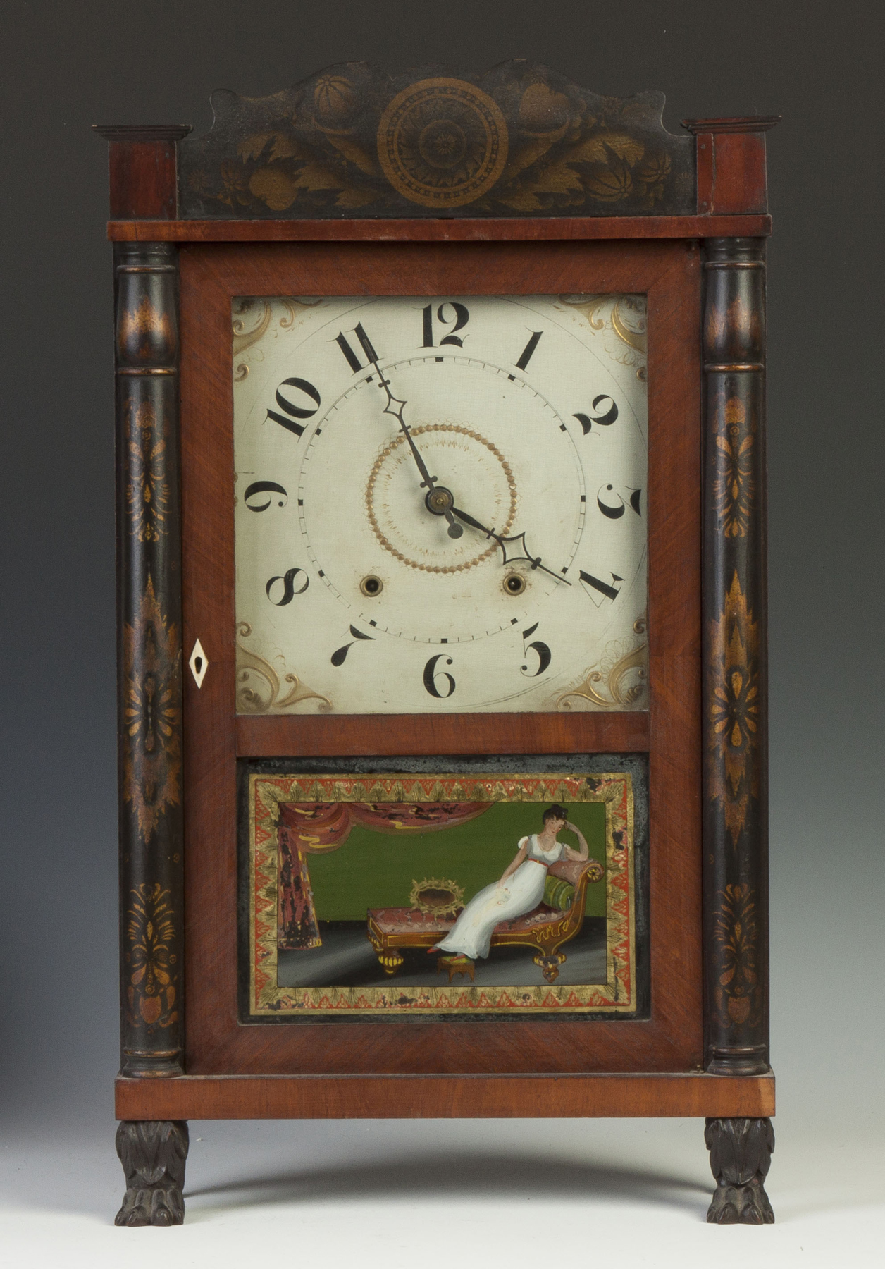 Appraisal: Riley Whiting Transitional Shelf Clock Transitional case with mahogany case