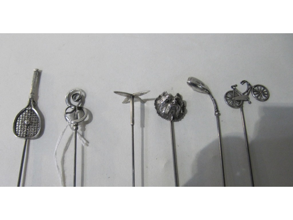 Appraisal: Lot comprising six assorted hat pins including one by Charles