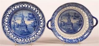 Appraisal: Historical Blue Transfer Bowl and Tray Historical Staffordshire Blue Transfer