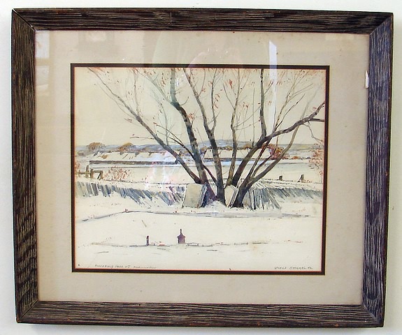 Appraisal: Ridgefield Park New Jersey winter along the river watercolor x