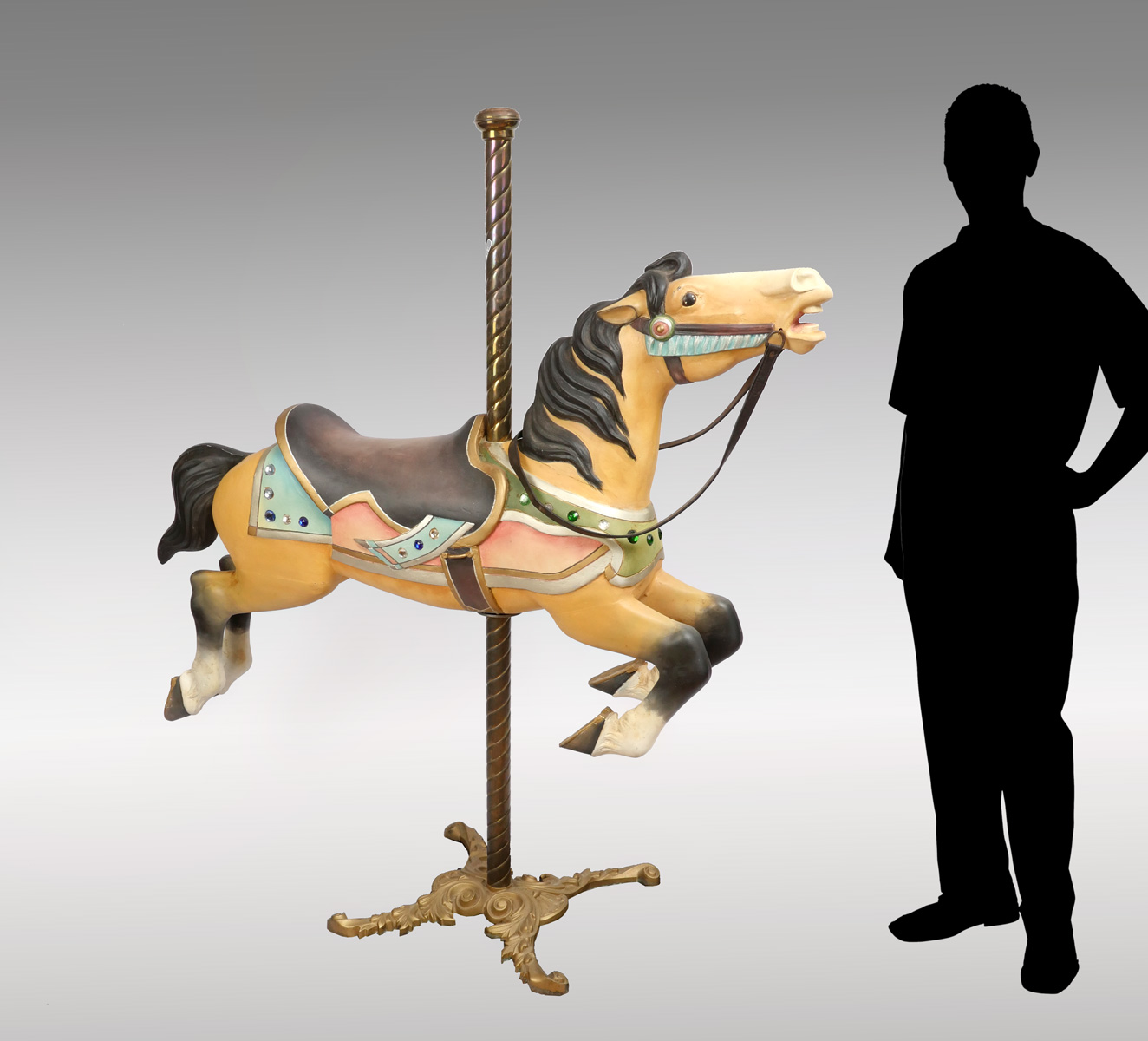 Appraisal: ALLAN HERSCHELL CAROUSEL HORSE ON STAND Polychromed wood aluminum Allan