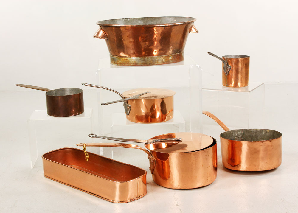 Appraisal: - Copper Items Lot of nine copper items inlcuding pots