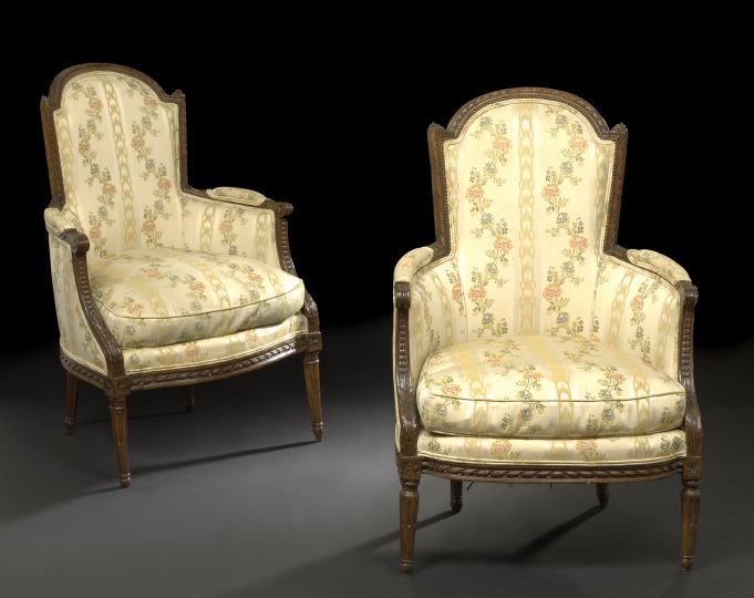 Appraisal: Pair of Louis XVI Fruitwood Bergeres fourth quarter th century