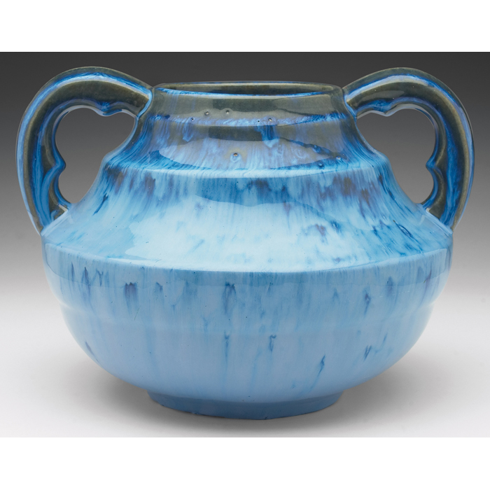 Appraisal: Fulper vase large double handled shape covered in a blue