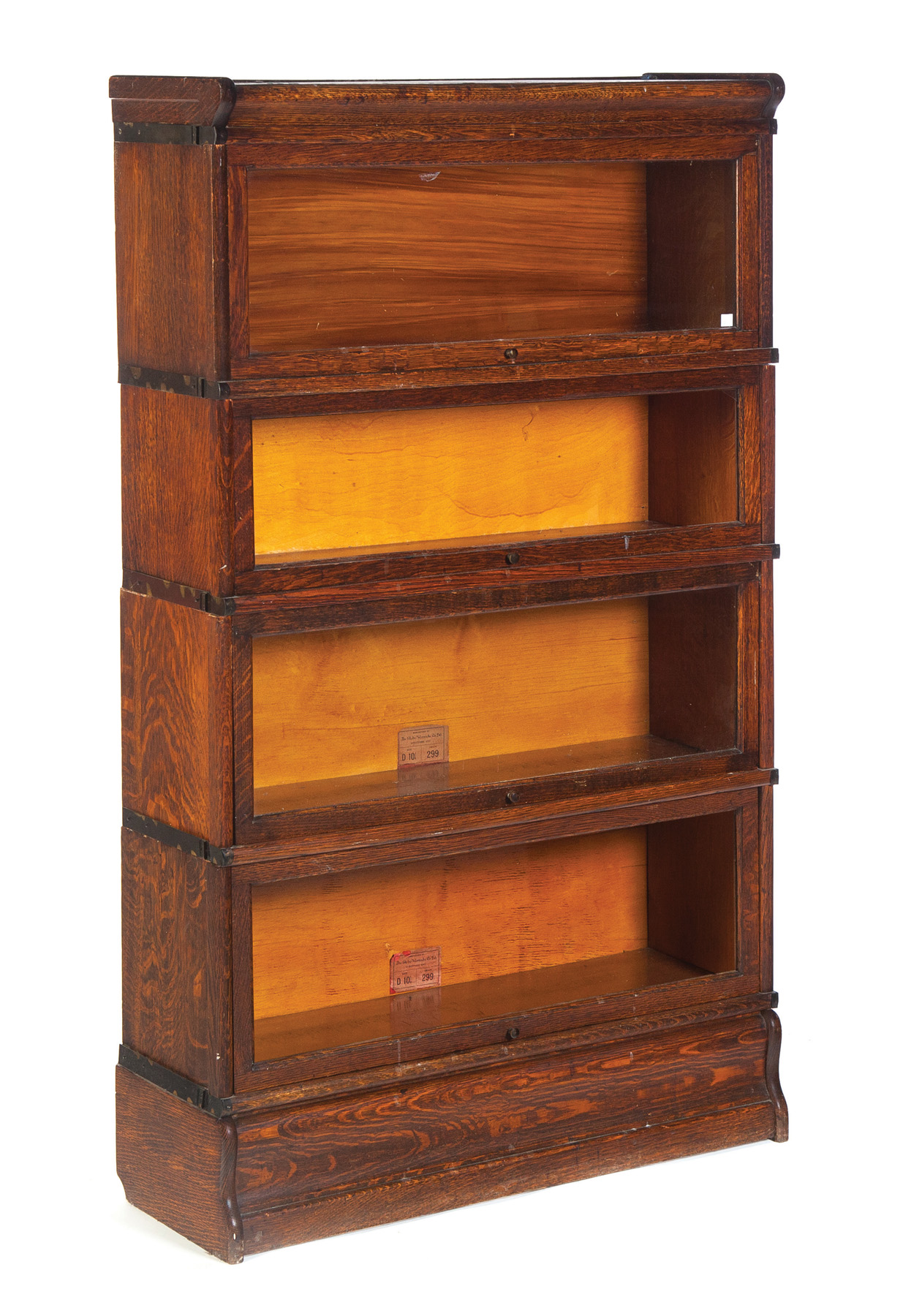 Appraisal: FOUR-SECTION GLOBE-WERNICKE STACKING BOOKCASE American st quarter- th century oak