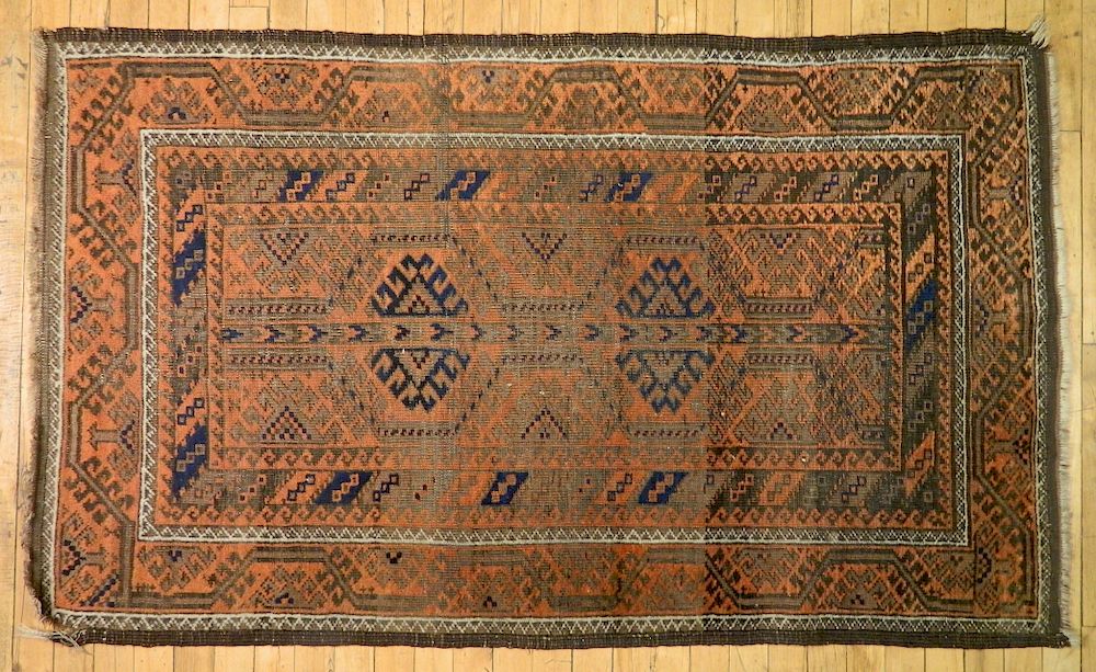 Appraisal: Oriental rug Oriental rug ends worn ' '' x '