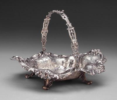 Appraisal: Ornate sterling basket openwork handle and borders scroll and bellflower