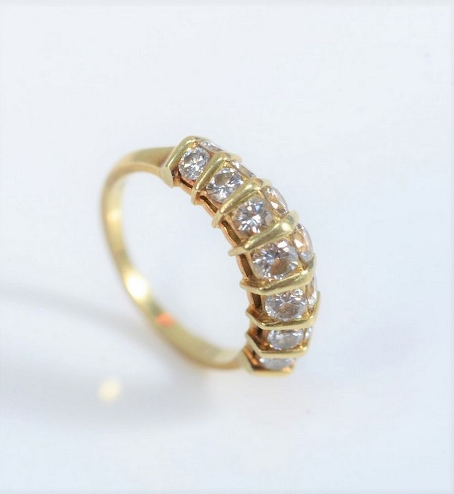 Appraisal: Karat Yellow Gold Ring set with two rows of seven