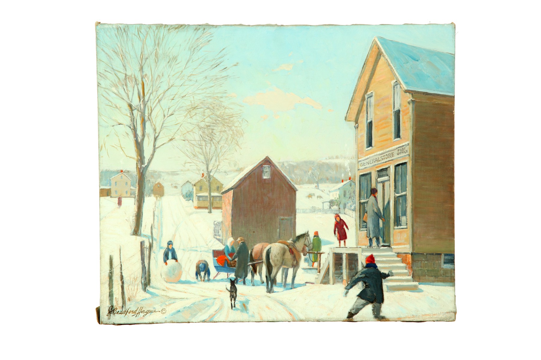 Appraisal: A VILLAGE IN WINTER BY JESSE BRADFORD HAGUE AMERICAN -