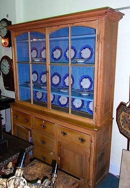 Appraisal: AN EARLY TH CENTURY PITCH PINE KITCHEN DRESSER with glazed