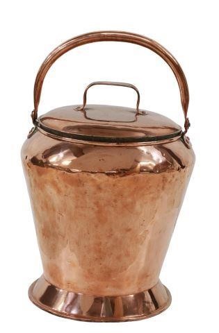 Appraisal: Large copper lidded pail bucket th c lid with riveted