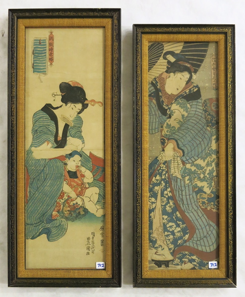 Appraisal: UTAGAWA KUNISADA I Toyokuni III TWO COLOR WOODCUTS Japan -