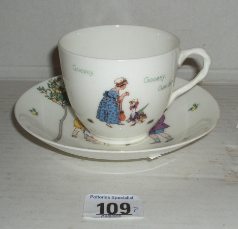 Appraisal: Royal Doulton Cup and Saucer Decorated With Goosey Gander and