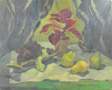 Appraisal: WINIFRED MCKENZIE BRITISH - STILL LIFE WITH PEARS AND GRAPES