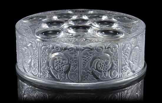 Appraisal: A Lalique Molded and Frosted Glass Roger Box of circular