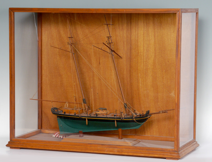 Appraisal: HAND CRAFTED SHIPS MODEL IN GLASS CASE Hand crafted model