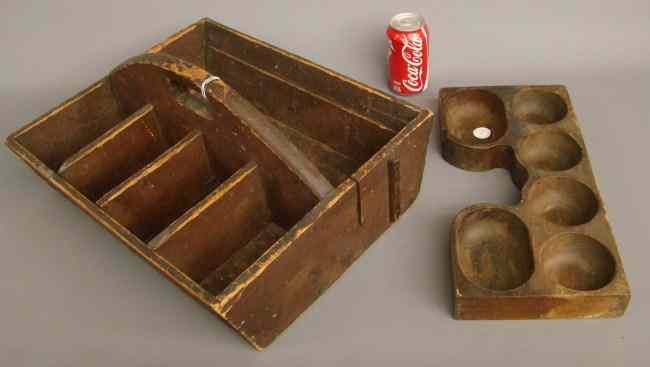 Appraisal: Lot including th c tool hod and wooden organizer