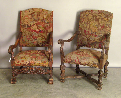 Appraisal: Two Jacobean style armchairs