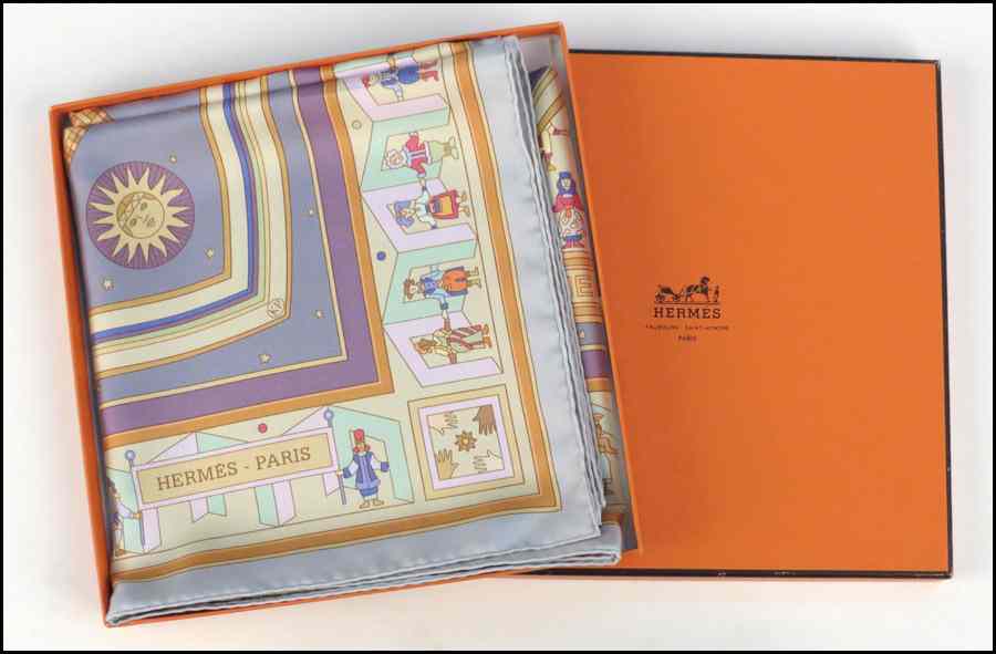 Appraisal: HERMES SILK SCARF Donner la main Karen Petrossian With Hermes