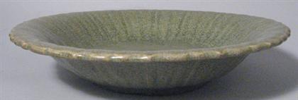 Appraisal: Good Chinese celadon crackle glaze and incised barbed charger ming