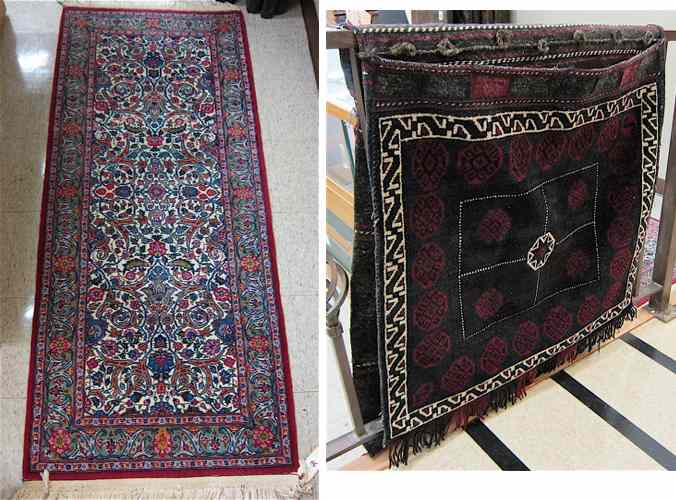 Appraisal: HAND KNOTTED ORIENTAL AREA RUG AND SADDLE BAG ' ''