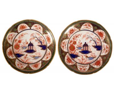 Appraisal: A pair of Swansea dessert plates painted in the Japan