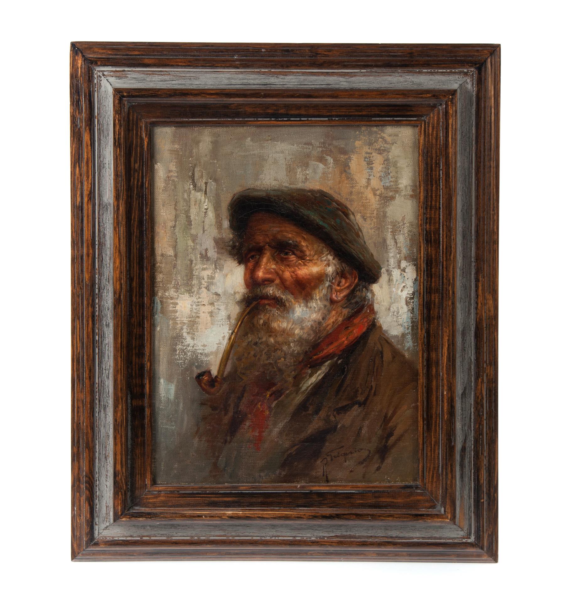 Appraisal: FRAMED OIL ON CANVAS OF AGED GENTLEMAN ARTIST SIGNED European