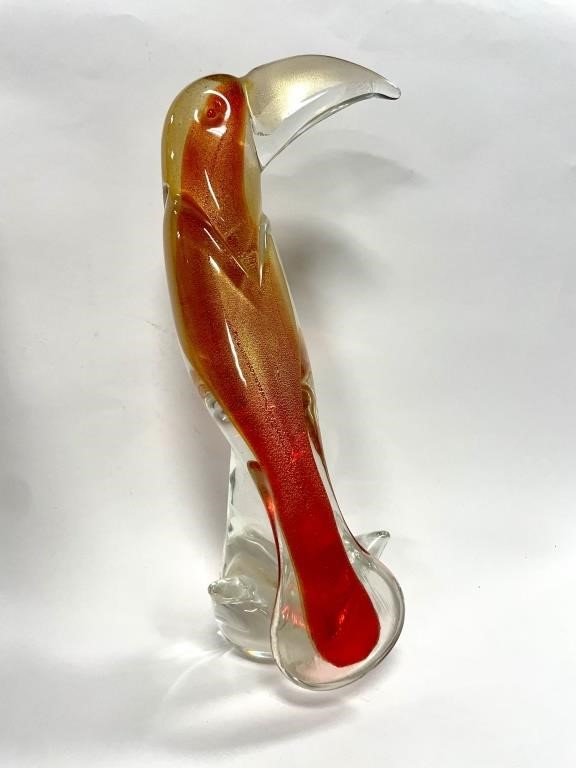 Appraisal: Large Murano glass Toucan with tones of gold and orange