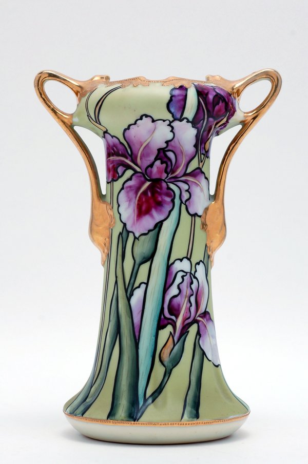 Appraisal: Nippon iris vase in the Art Nouveau style with purple