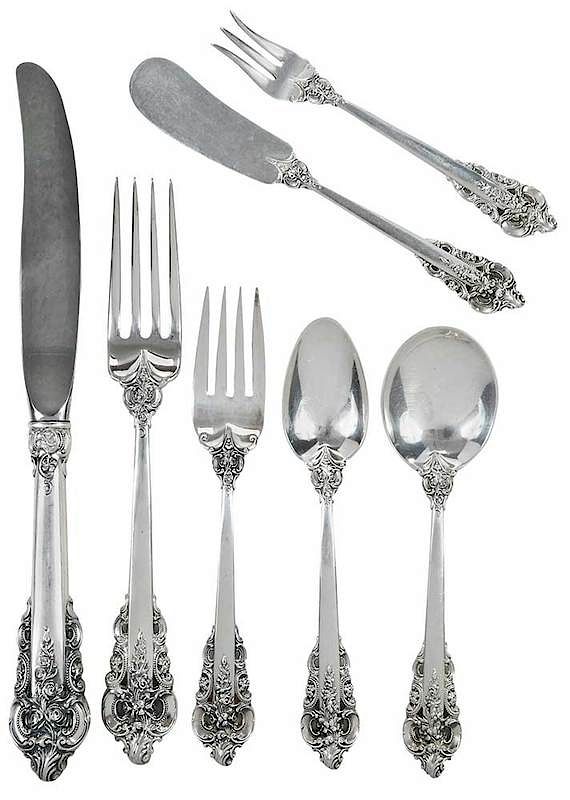 Appraisal: Grand Baroque Sterling Flatware pieces American th century including fifteen