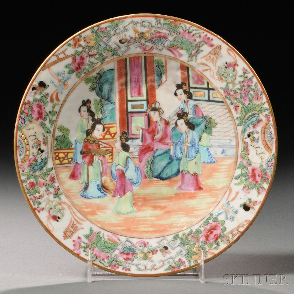 Appraisal: Rose Mandarin Dish China late th early th century heavily