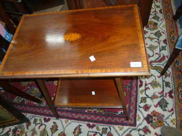 Appraisal: A MAHOGANY AND INLAID RECTANGULAR TOPPED OCCASIONAL TABLE the crossbanded