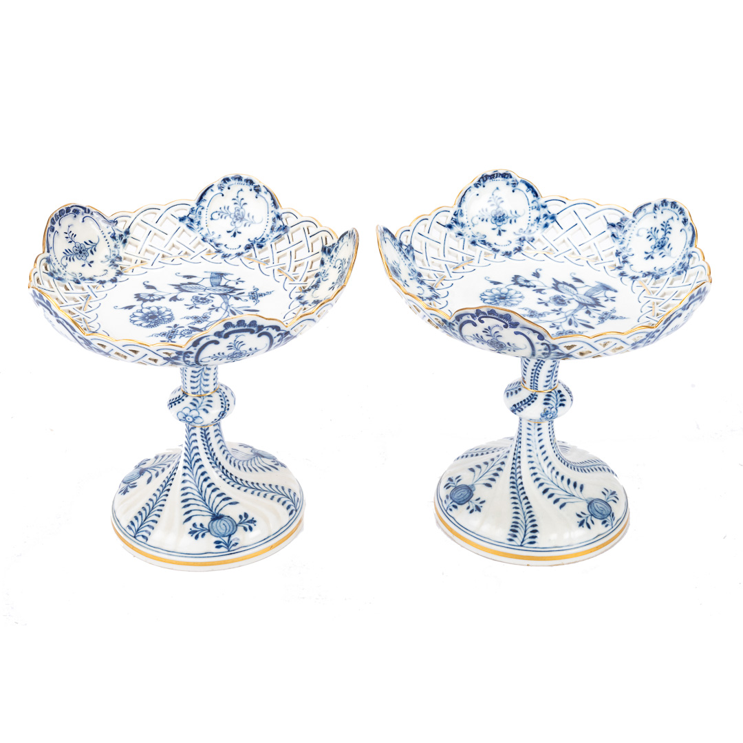 Appraisal: Pair of Meissen porcelain reticulated compotes first quarter- th century