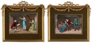 Appraisal: A pair of French enamel on copper figural plaques Late