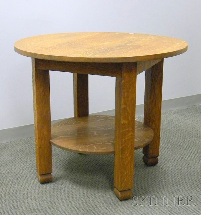 Appraisal: Arts Crafts Circular Oak Table dia in refinished