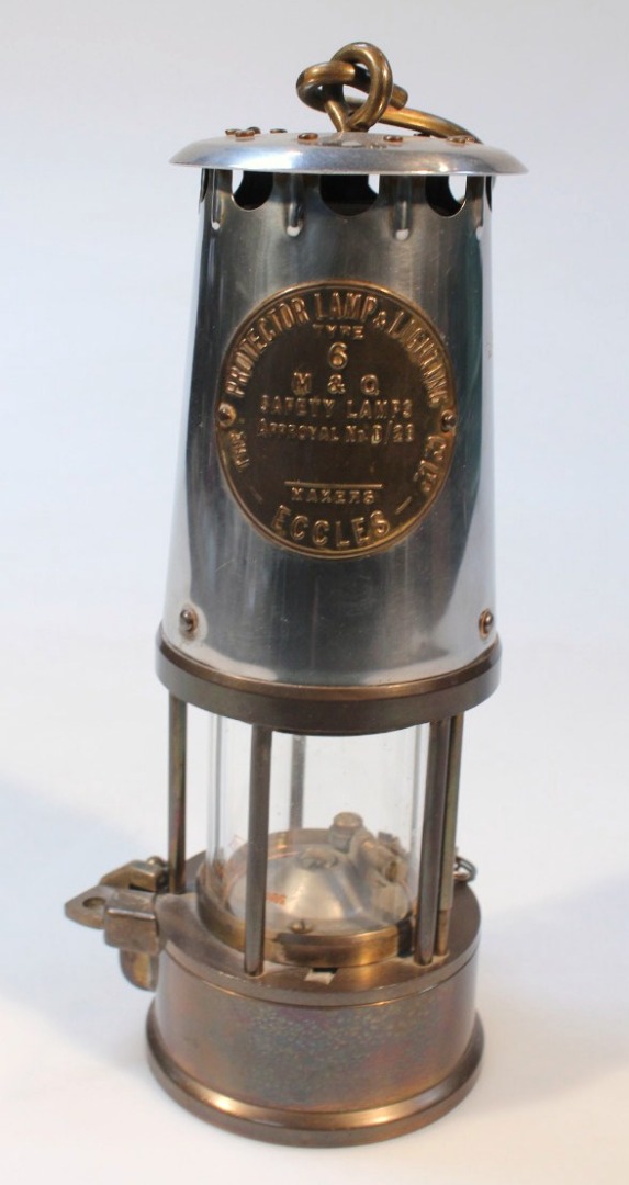 Appraisal: An Eccles type protector miner's lamp chrome plated with brass