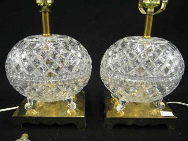 Appraisal: Cut Crystal Lamp footed body brass base