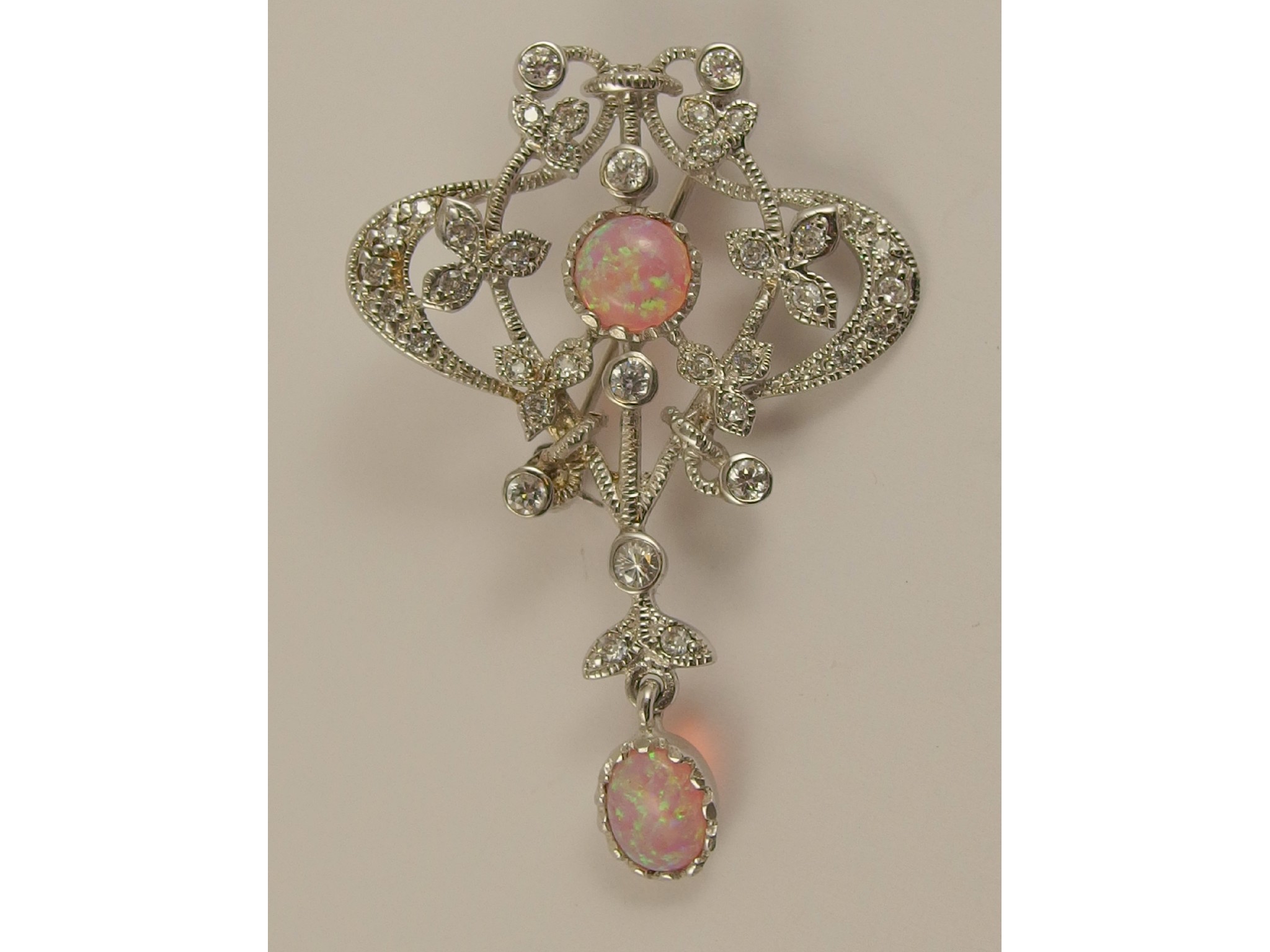 Appraisal: A silver Art Nouveau style brooch set with opalite and