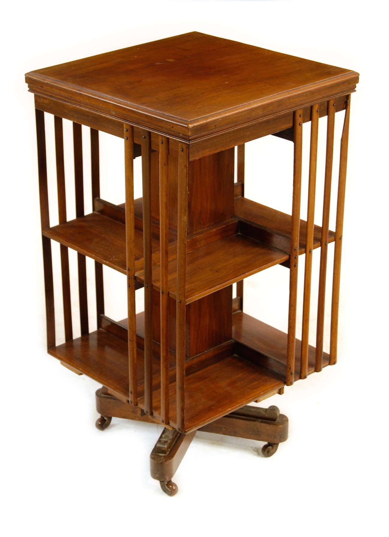 Appraisal: An Edwardian walnut revolving bookcase