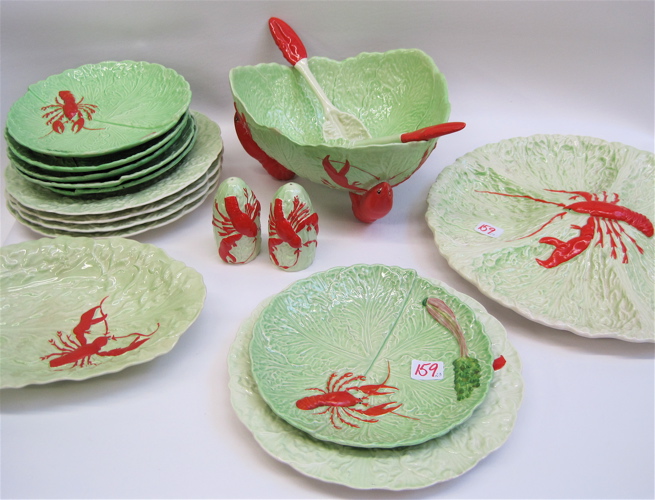 Appraisal: ENGLISH CARLTONWARE PORCELAIN DINNERWARE pieces raised leaves with red lobsters