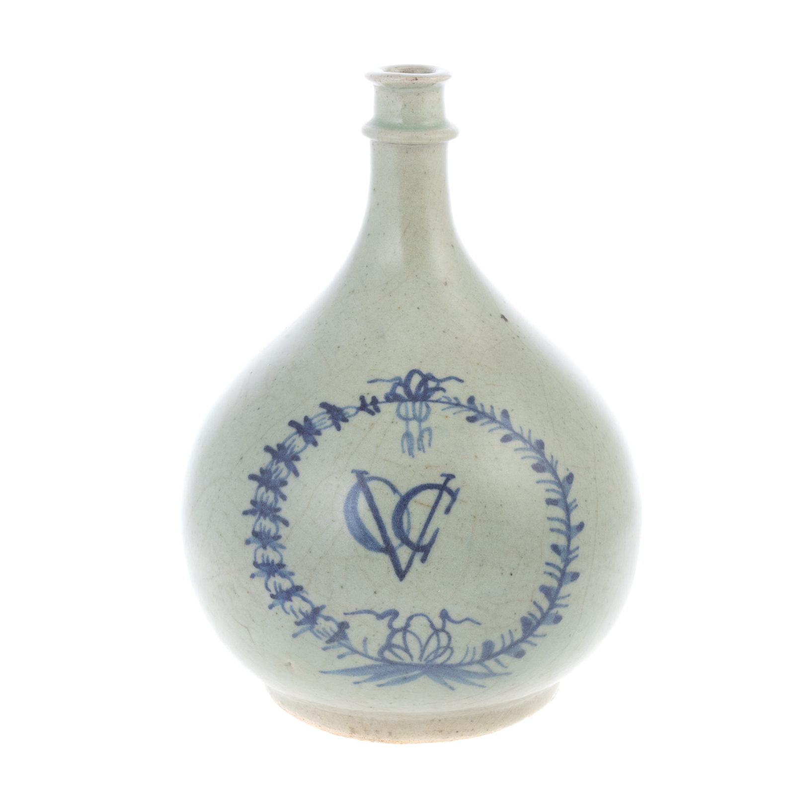 Appraisal: RARE JAPANESE VOC PORCELAIN BOTTLE Early Edo Period circa bulbous