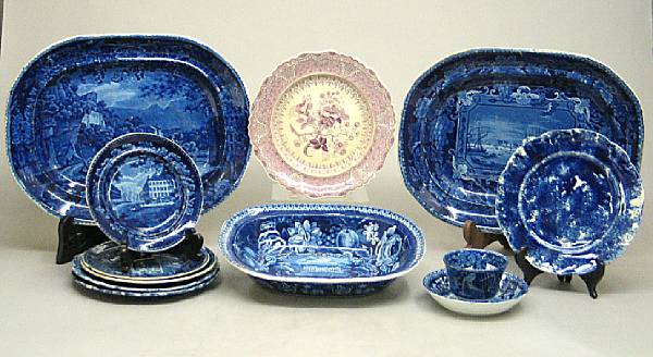 Appraisal: An assembled grouping of twelve pieces blue and white Staffordshire