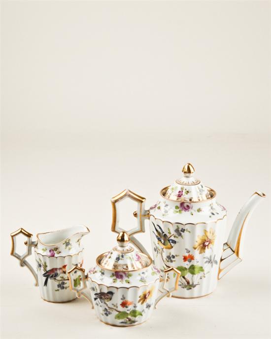 Appraisal: A Three Piece Porcelain Tea Set a pot lidded sugar