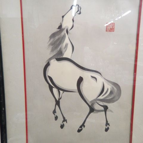 Appraisal: Pair of Chinese Watercolors of Horses signed x