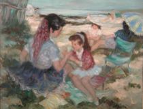 Appraisal: Pierre Eugene DuTeurtre French b Picnic on the Beach oil